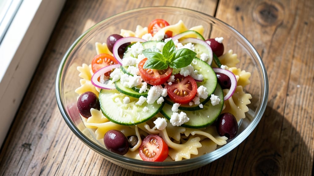 Bow Tie Pasta Salad Recipe With Feta: Mediterranean Zing in 20 Minutes