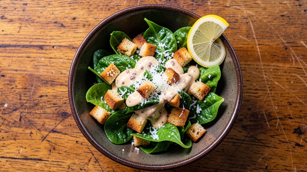 Caesar Salad Bowl Recipe: Crispy Croutons and Creamy Anchovy Dressing Magic