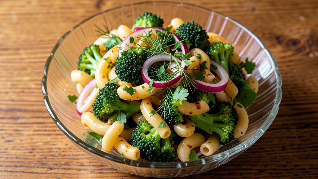 Broccoli and Macaroni Salad Recipe: Crisp Celery Crowns With Creamy Herb Anchovy Dressing