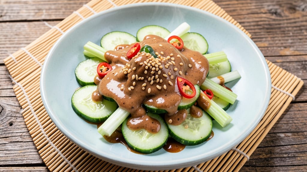 Asian Cucumber Peanut Butter Salad Recipe: Crunchy Celery Crowns Over Nutty Creamy Bliss