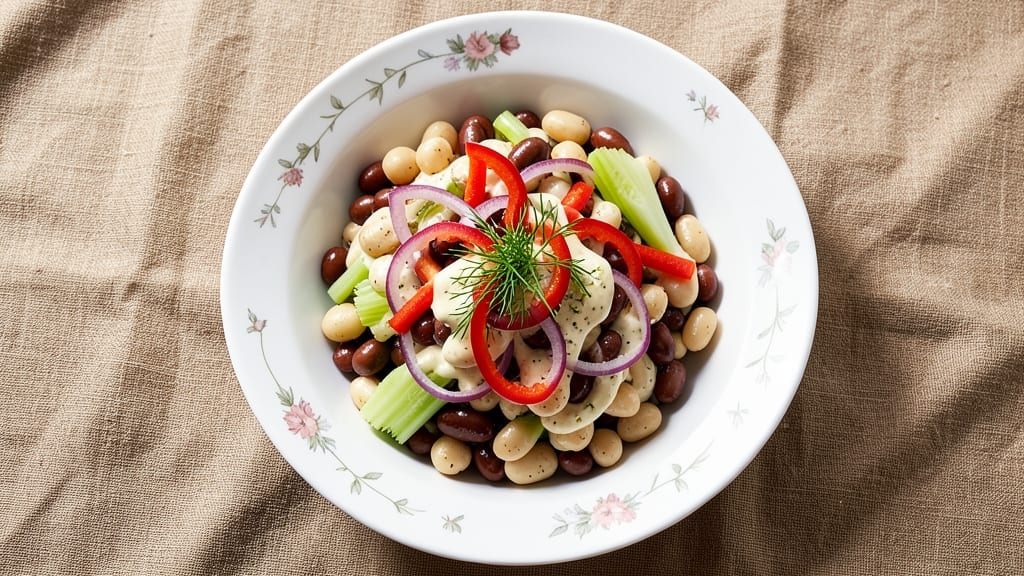 Bean Salad Recipe with Mayo: Crisp Celery Crowns and Herby Zing