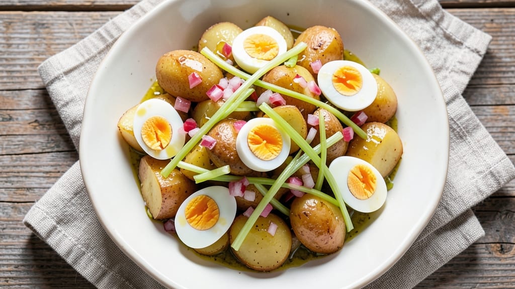 Spanish Potato Salad Recipe with Eggs: Crisp Celery Crowns and Tangy Paprika Zing