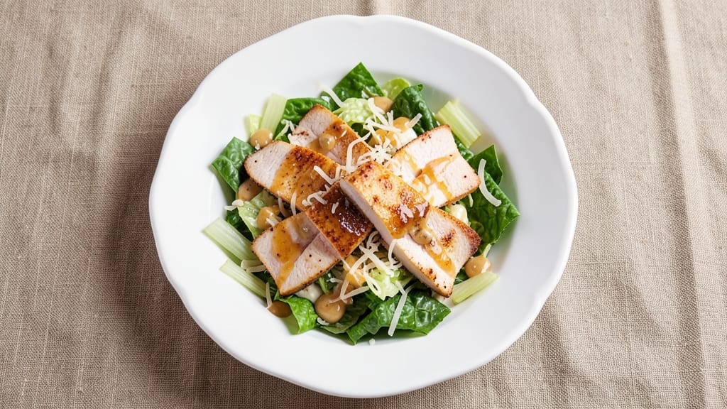 Bowtie Chicken Caesar Salad Recipe: Crispy Celery Crowns Over Anchovy-Parmesan Velout