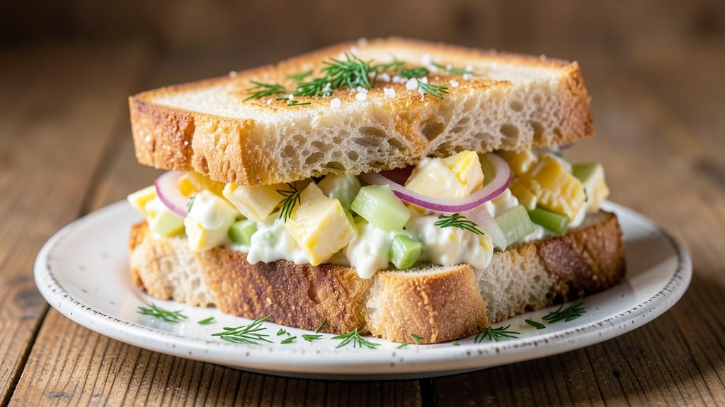 Awesome Egg Salad Sandwich Recipe: Crisp Celery Crowns and Herb-Yogurt Creaminess