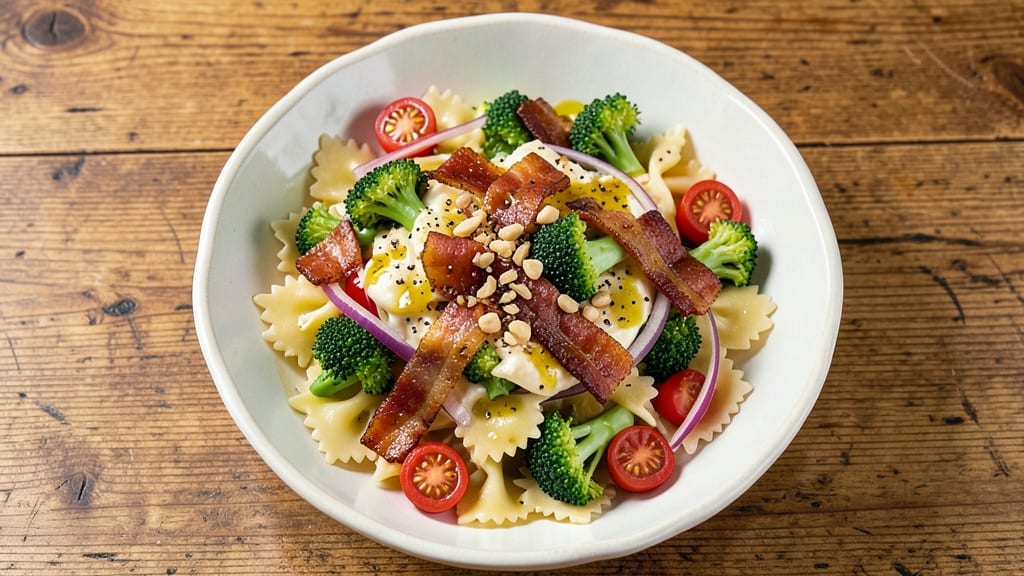 Broccoli Bacon Pasta Salad Recipe: Crispy Bacon Bites and Bright Florets