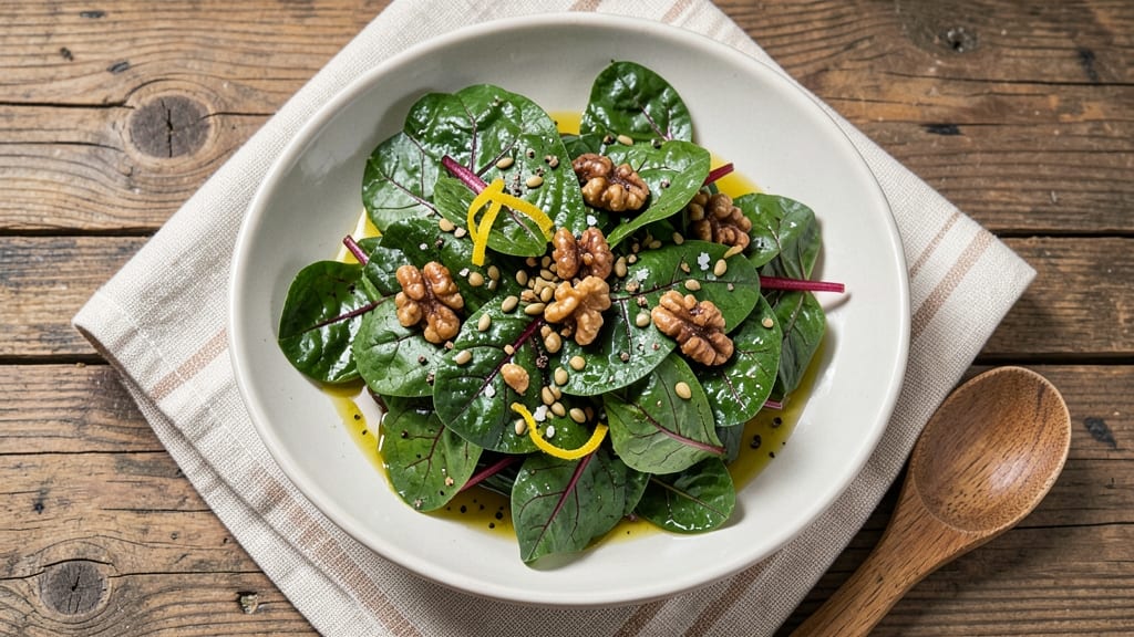 Beetroot Leaves Salad Recipe: Earthy Greens with Nutty Lemon Dressing