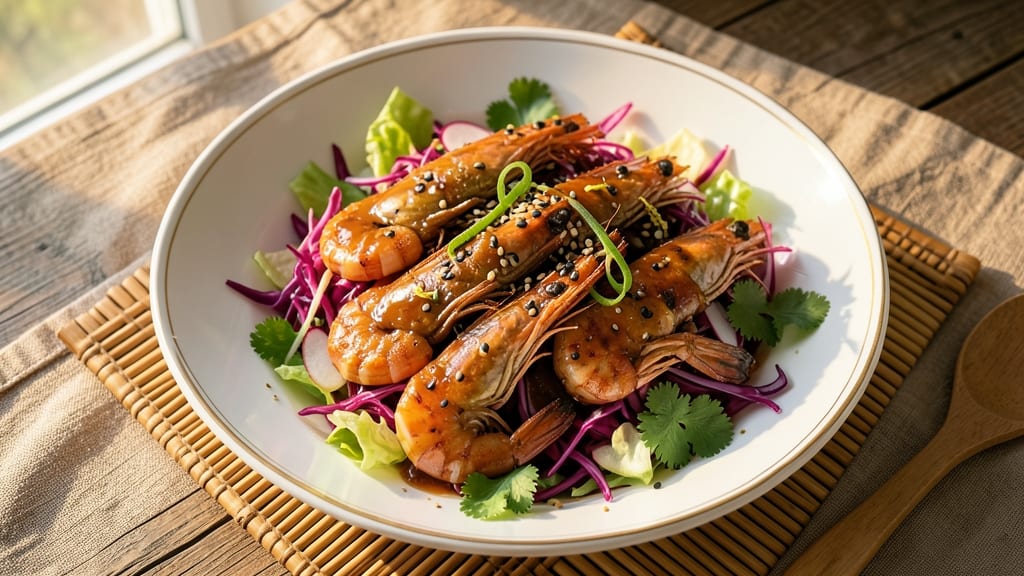 Asian Prawn Salad Recipe: Crispy Sesame-Crusted Prawns Over Zesty Lime Dressing