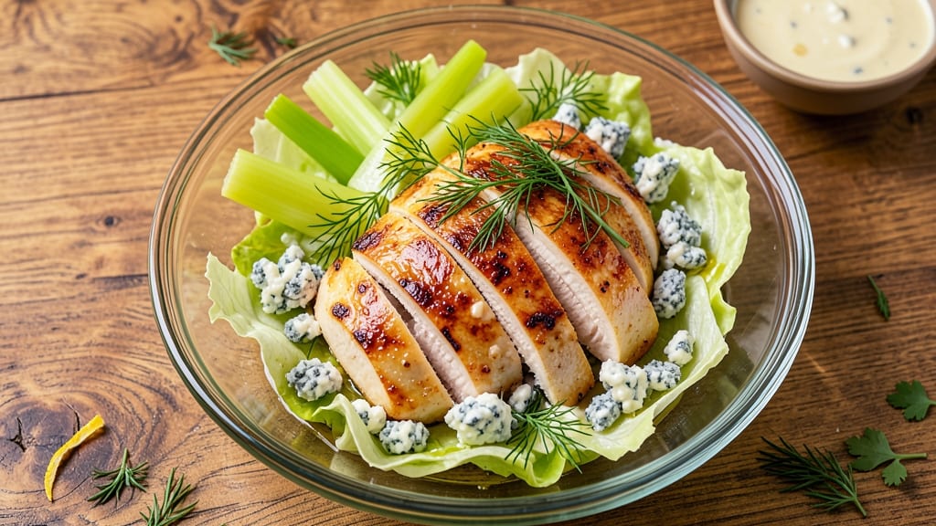 Blue Cheese Chicken Salad Recipe: Crisp Celery Crowns and Rich Umami Cream