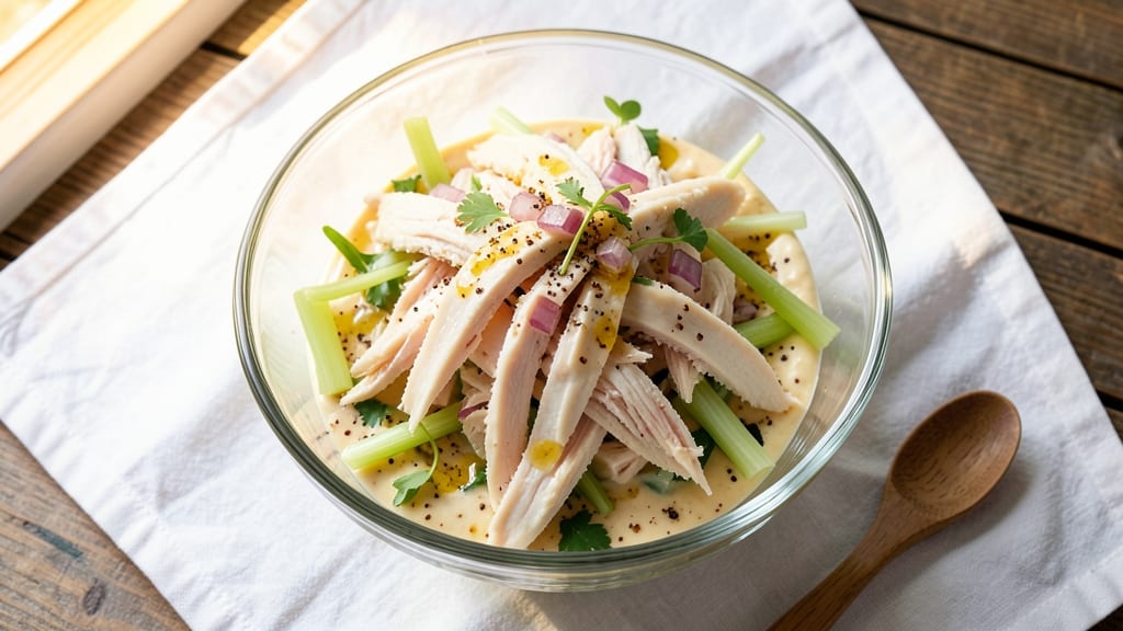 Bridal Shower Chicken Salad Recipe: Celery Crown Crunch Meets Herb-Anchovy Velout Bliss