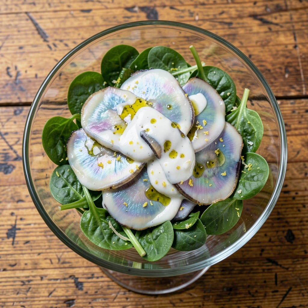 Abalone Salad Recipe: Buttery Miso-Cream Dressing with Crunchy Edges