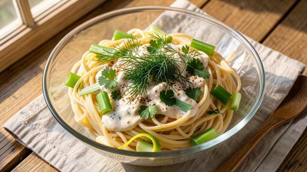 Angel Pasta Salad Recipe: Creamy Herb Velout With Crisp Celery Crowns