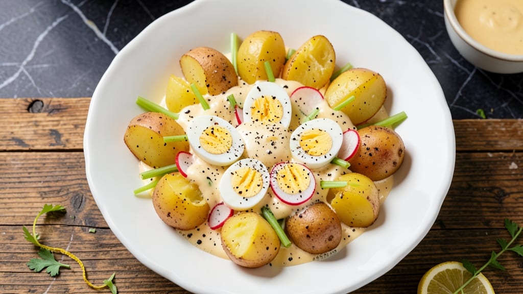 Potato Salad Recipe With Egg and Radishes: Crunchy Celery, Creamy Yolk, and Peppery Bite