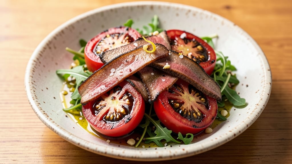 Beefsteak Tomatoes and Steak Salad Recipe: Charred Meat Meets Juicy Tomato Crunch
