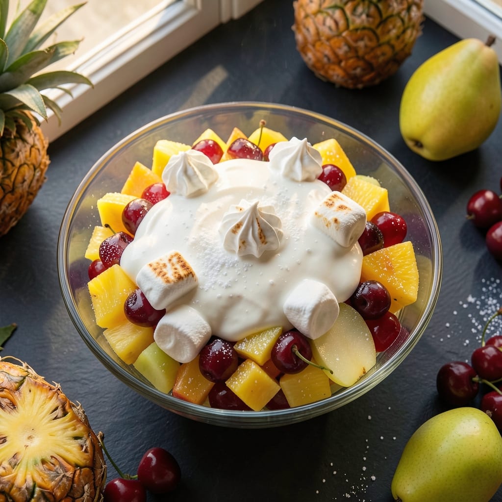 Ambrosia Salad Recipe With Fruit Cocktail and Sour Cream: Southern Layered Creaminess