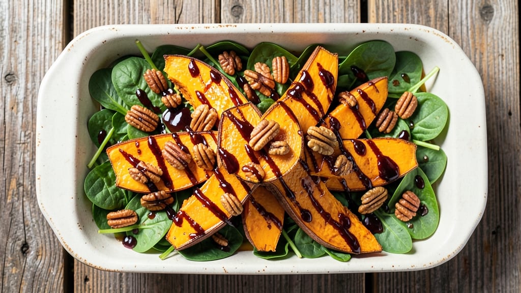 Autumn Sheet Pan Salad Recipe: Warm Roasted Squash and Crispy Pecans